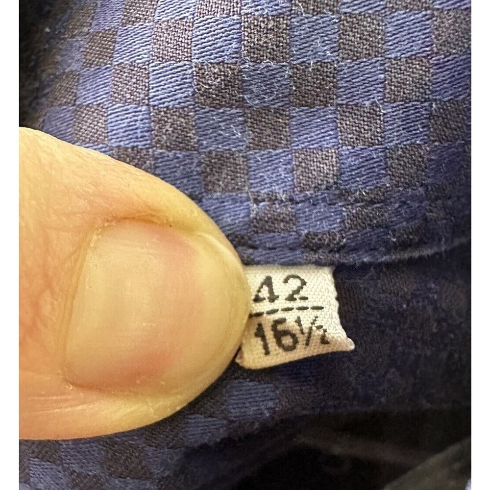 Versace Collection Mens Shirt Button Down Sz 42 16.5 Buffalo Check Blue Black‌‌ - Picture 11 of 11